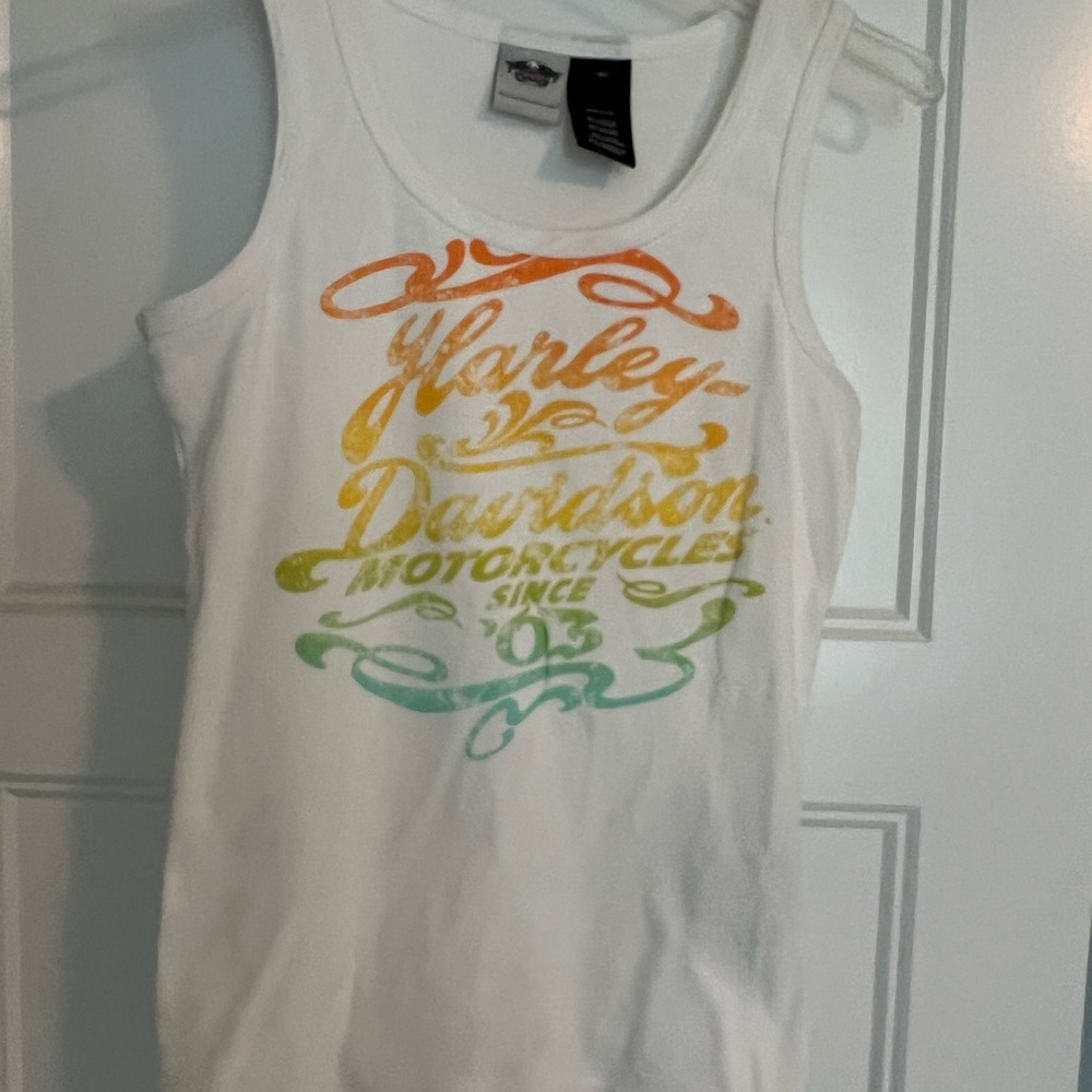 Harley Davidson XL, ribbed tank top, 93% cotton, 7% polyester